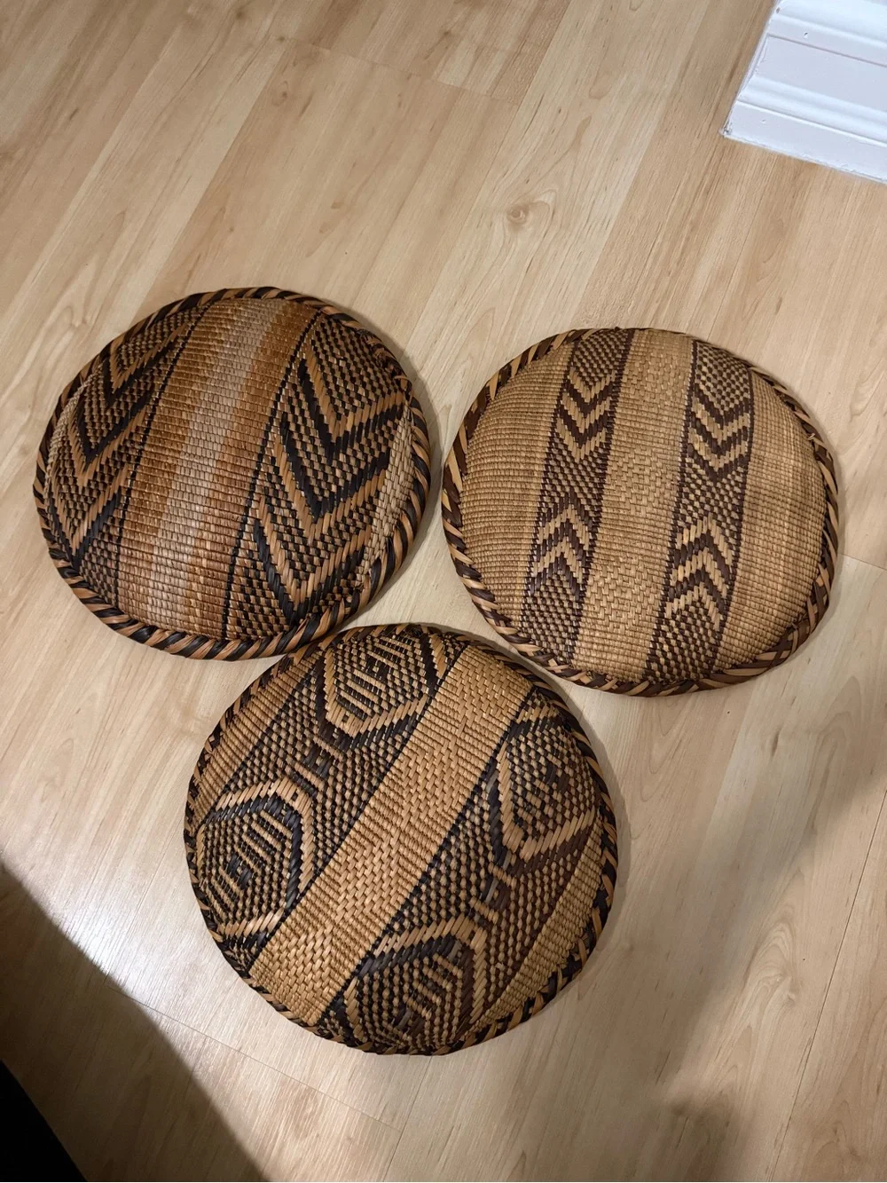 Boho Handwoven Gokwe Wicker Wall Baskets